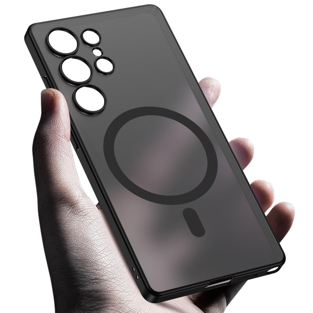 Samsung S25 Ultra Mobile Phone Case Pc Ultra thin Skin Feeling Semi transparent Simple Magnetic Absorption Wireless Charging Ring Protection Case