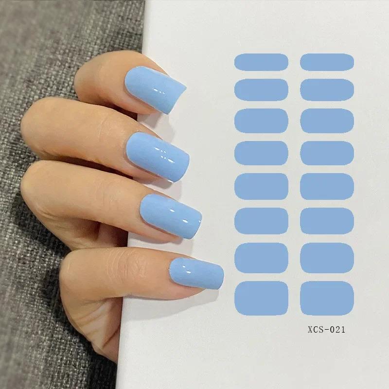 53 Colors Nail Polish Stickers Pure Strips Waterproof Adhesive Nail Full Sticker Environmental Protection DIY Nai Stickers