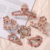 1/2Pcs  Pink Floral Hair Claw For Women Girls Sweet Versatile Shark Clip Headdress Exquisite Hair Accessories Gifts