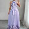 2025 European & American Style Women's Printed Pleated Long Dress