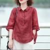 Women's Shirt Half Sleeve Lapel Loose Fit Thin Shirt Tops Buttons Neckline Pullover Tops Jacquard Print Solid Color