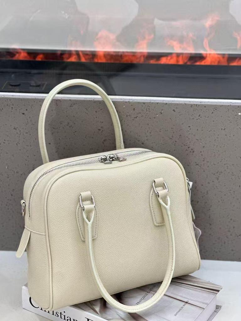 2025 Classic Fashion Large Capacity Bowling Bag - Top Layer Cowhide, Korean Niche Women's Handbag