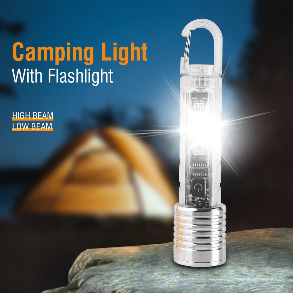 Mini Flashlight Keychain Super Bright Zoom Rechargeable Torch Outdoor Emergency Camping Fishing Work Lights UV Tiki Lamp