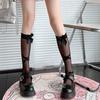 Elegant Bowknot Accent Knee Length Socks Soft Nylon Blend Sheer Over the Calf Stockings Stylish Outfit Hosiery for Women