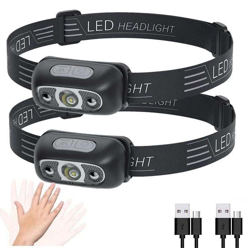 Induction Headlamps Mini LED Charging Headlight Camping Flashlight Led Head-Mounted Strong Light Fishing Portable Torch Lamp