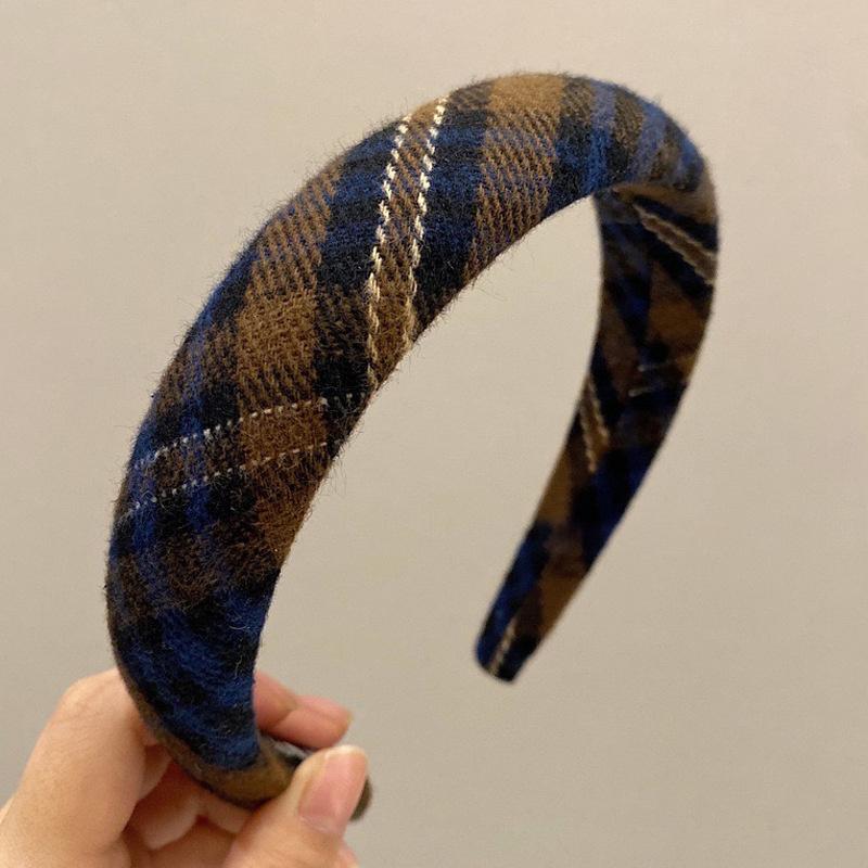 

Вінтажний шліфований картатий тканинний обруч для волосся з губкою для жінок дівчат, повсякденний одяг, шопінг, прес, обруч для волосся, аксесуари