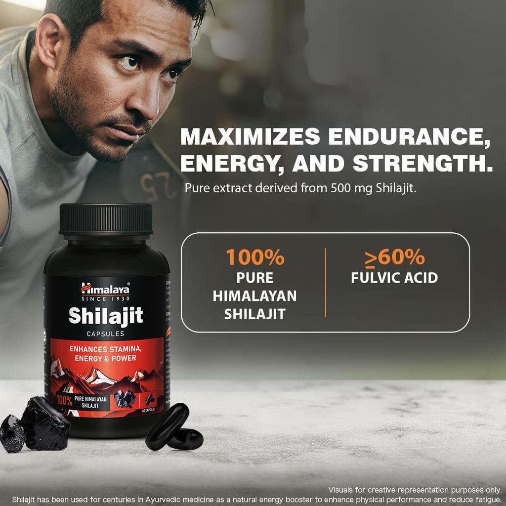 Himalaya Shilajit Kapseln 60 Stück Für Energie Kraft Ausdauer Steigerung Und Gesunde Testosteron Unterstützung Für Männer Und Frauen Tägliches Wohlbefinden