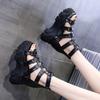 11CM Synthetic Patent Leather Summer Fashion 2025 Zipper Women Sandals Ladies Hot Sale Platform Wedge Mujer Comfort Shoes