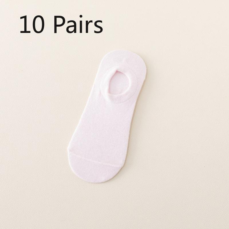 10 Pairs of Spring and Summer Models of Invisible Boat Socks Silicone Thin Mouth Does Not Fall Off the Heel Candy Colour Female Short Socks