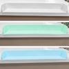 Silicone Bath Tub Splash Guard with 11 Suction Cups Doll Tray Caddy Holder Storage with 3°Drainage Slope Doll Holder Play Shelf