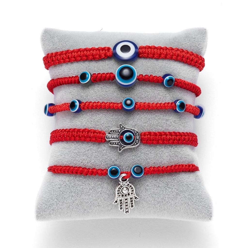 European & American Style Hand-Woven Evil Eye Adjustable Red Rope Bracelet