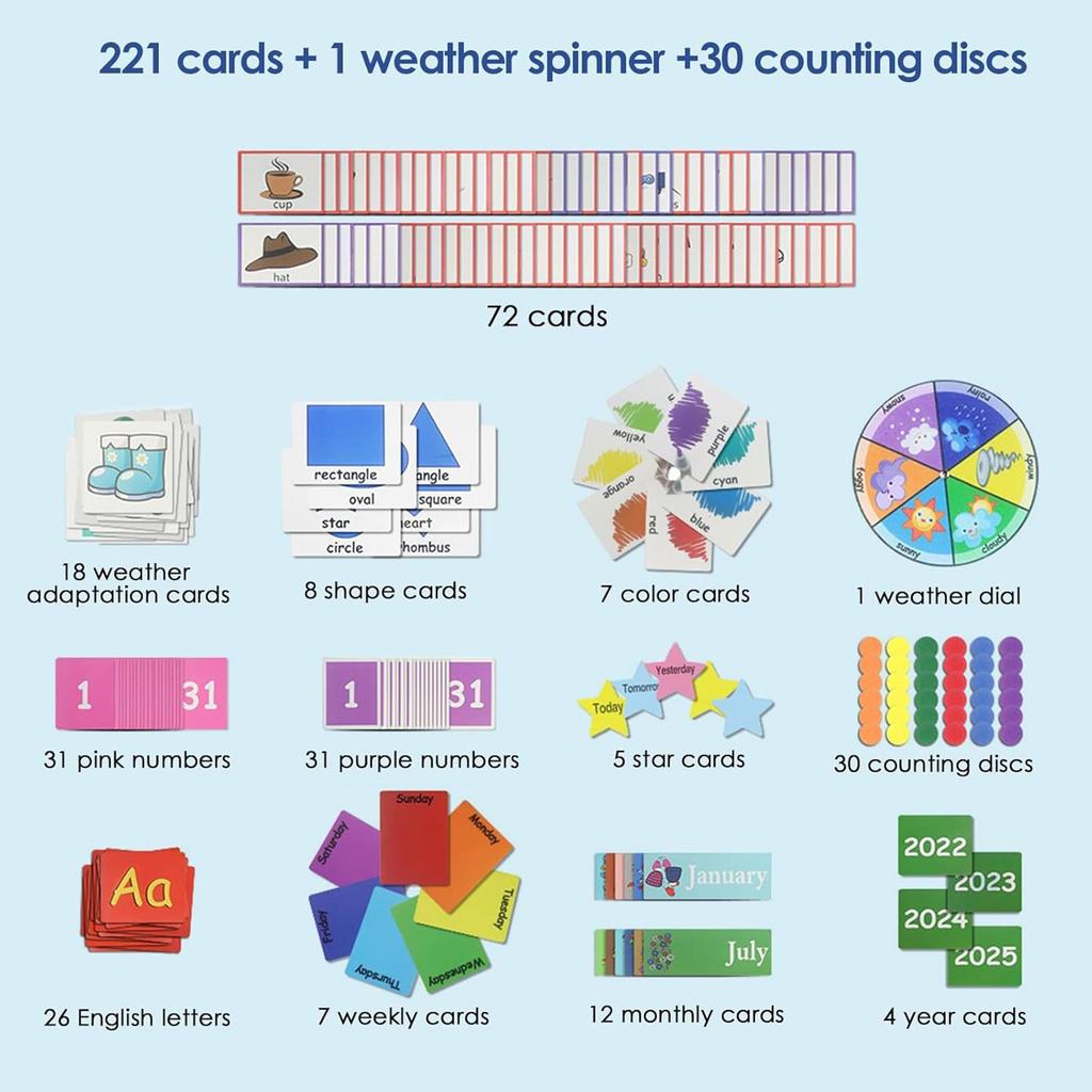 Educational Circle Time Center Pocket Chart Learning Weather Letter Number Calendar Pocket Chart for Classroom Wall