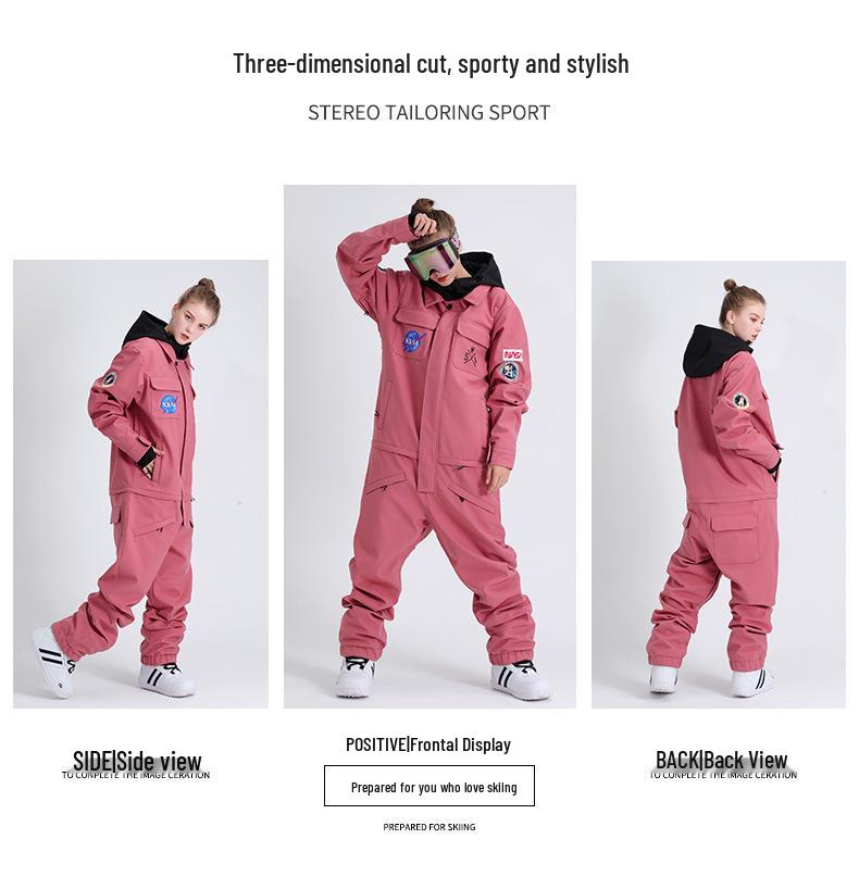 Windproof Waterproof One-Piece Ski Suit: Women's & Men's Thick Warm Outdoor Gear
