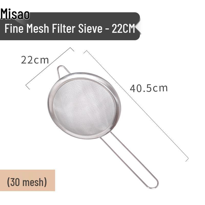 Stainless Steel Flour Sieve & Oil Drip Filter with Handle, Available in Large, Medium, Small Sizes for Baking & Powder Sieving.