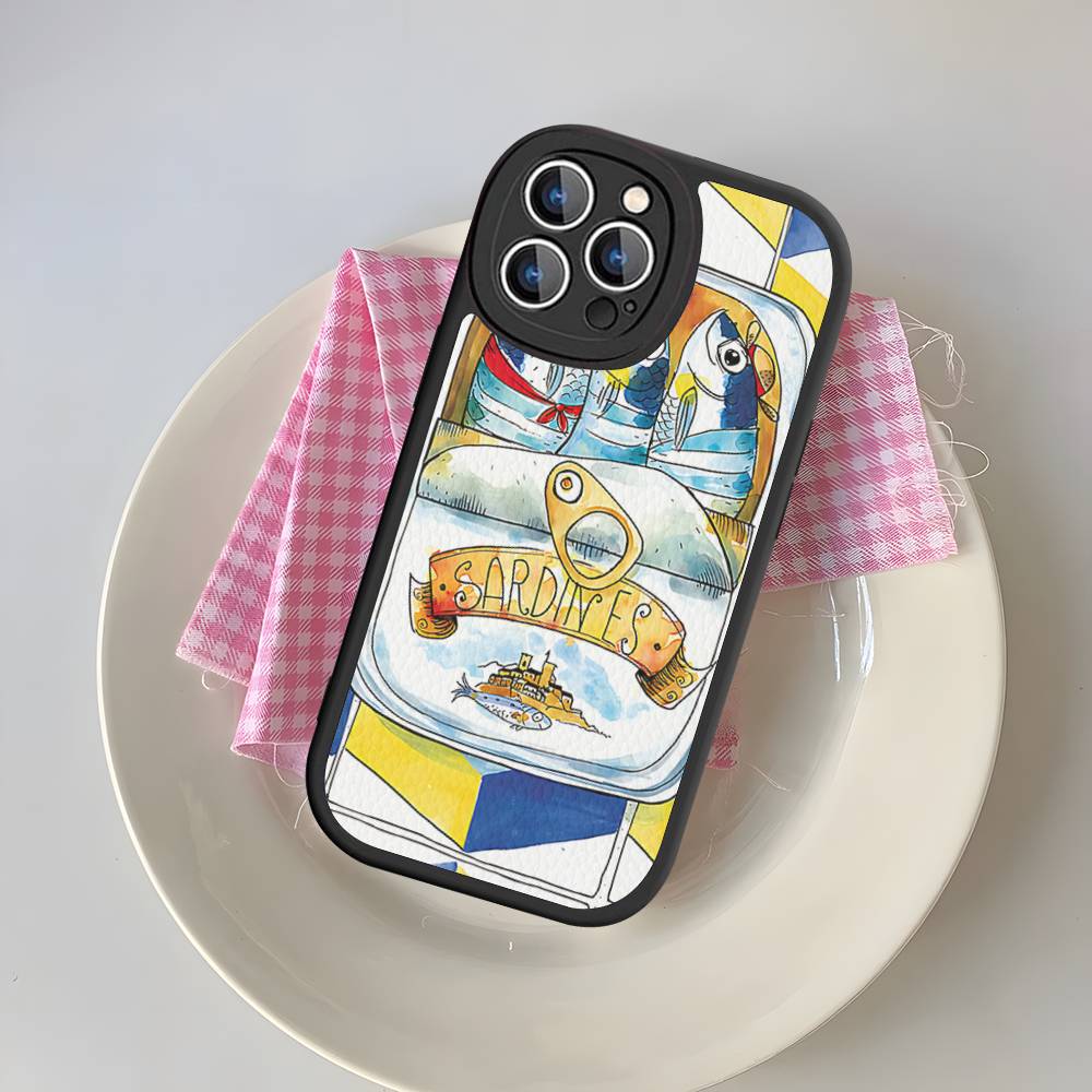Sardines Fish Phone Cover For IPhone 16 15 14 13 12 11 Pro Max Plus Leather Soft Case