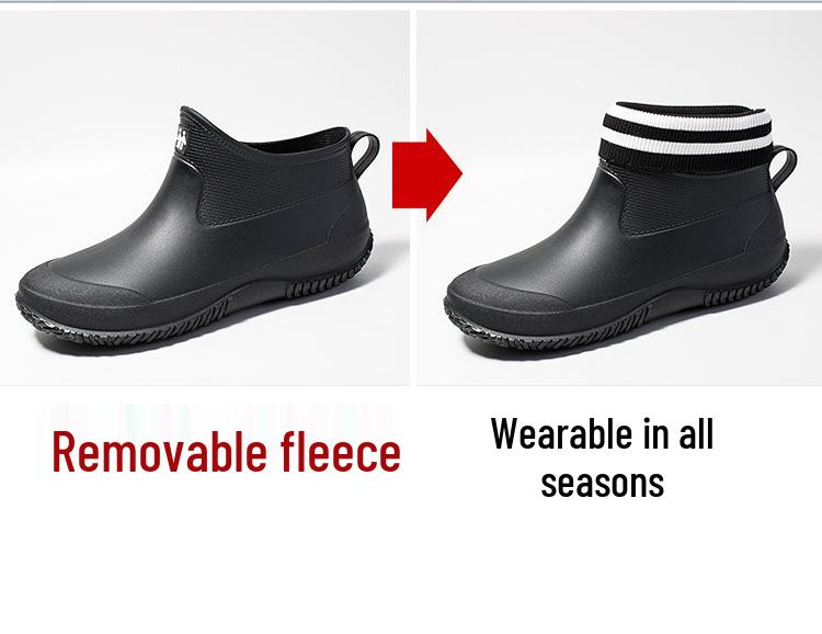 Damen wasserdichte rutschfeste gefütterte niedrig geschnittene Regenstiefel im koreanischen Stil - Modische warme Outdoor-Bekleidung