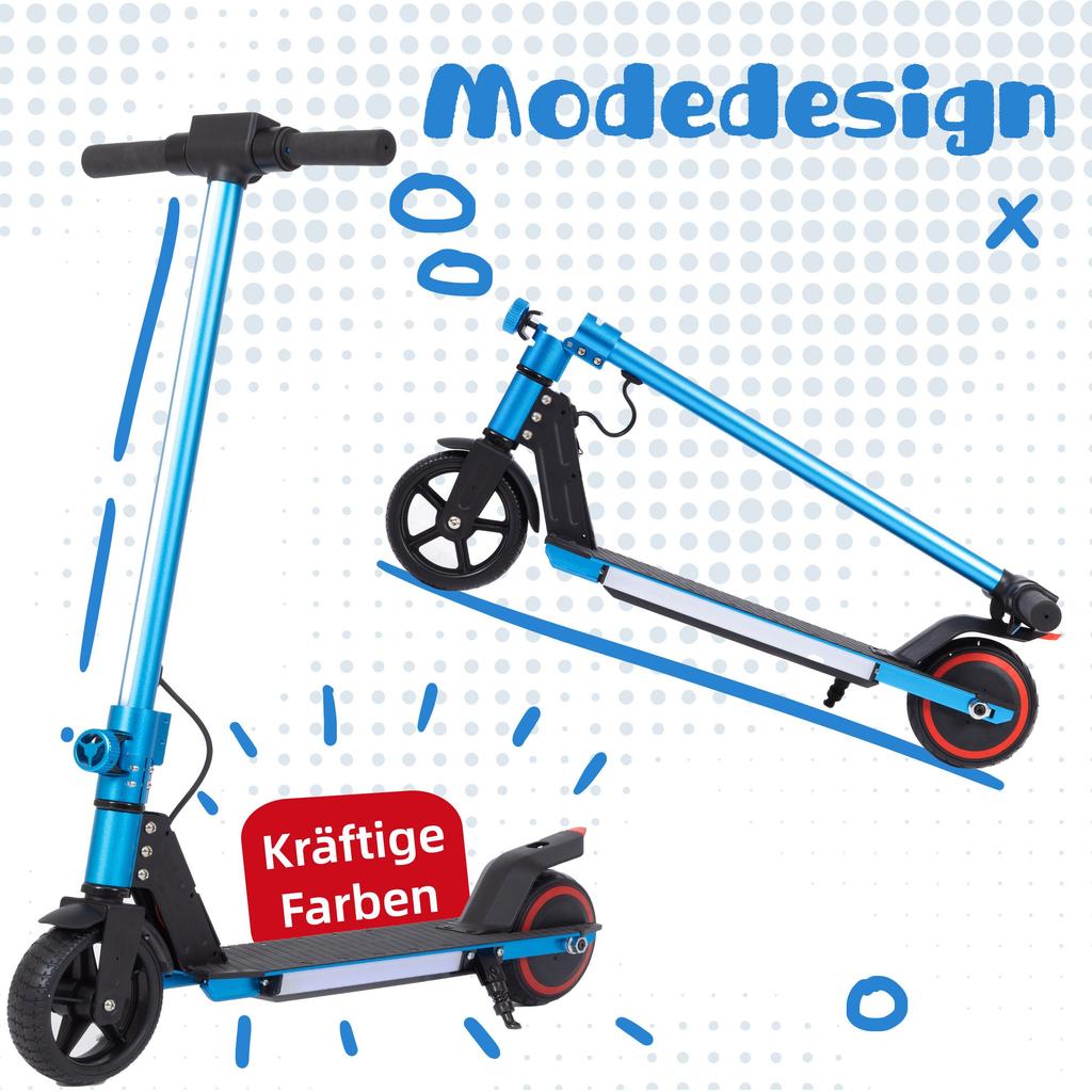 City Scooter Kids Scooter 6.5'' E-Scooter for 6-12 Years 60Wh, max. 5-8km, foldable, Load Capacity 50 kg, 14km/h, with Lighting, EBS+Foot Brake