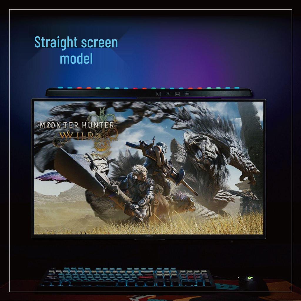 RGB Sound-Controlled LED Rhythm Light: Curved and Straight Screen Ambiance Lamp for Computer Monitors