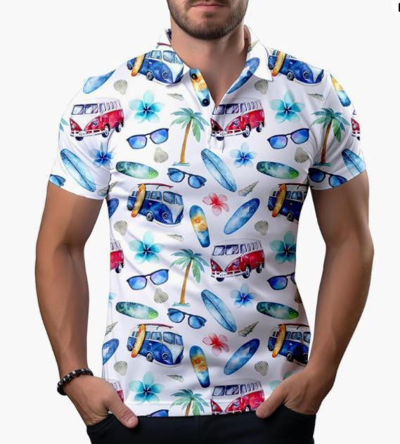 New Men's Summer POLO Shirt Men's Casual Short Sleeve Lapel T-Shirt D Printed Short Sleeve POLO