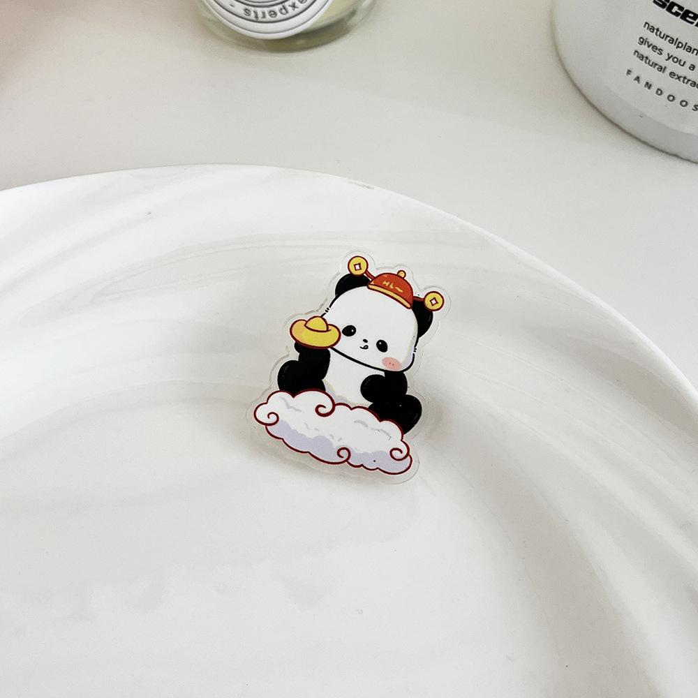 Ladies Chinese Style New Years Panda Brooch Cute Cartoon Pin Accessory