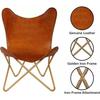 Vintage Leather Butterfly Chair Accent Chair Golden Frame Chair