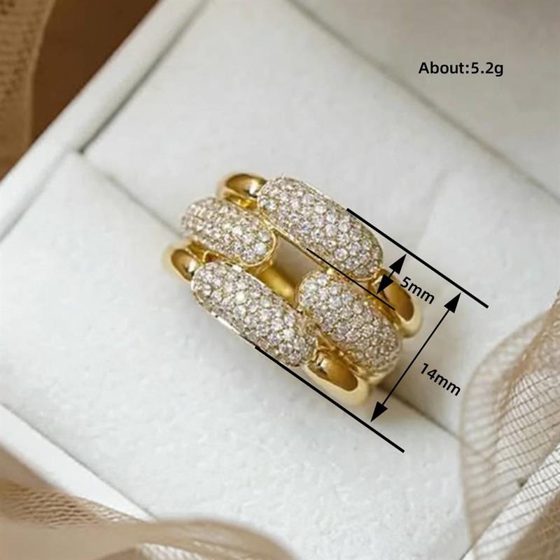 Huitan Luxury Women Ring Chain Design Full Shining Cubic Zirconia Fashion Wedding Engagement Noble Accessories Lady Chic Jewelry