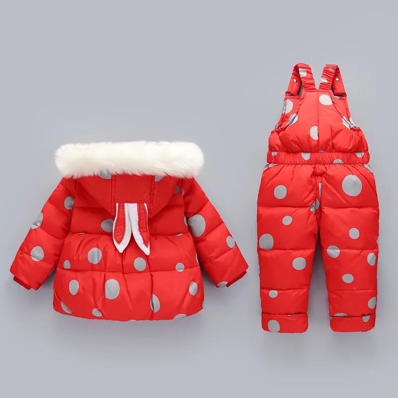 Combinaison Veste en Duvet pour Bébé Enfant Filles Ensemble Deux Pièces 1-3 Ans Bébé Manteau Chaud d'Hiver Vêtements d'Hiver Mignons pour Petits Enfants