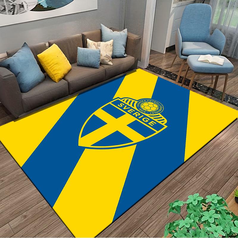 Sweden Flag Designed floor mat, suitable as a non-slip mat for the living room or bedroom sofa