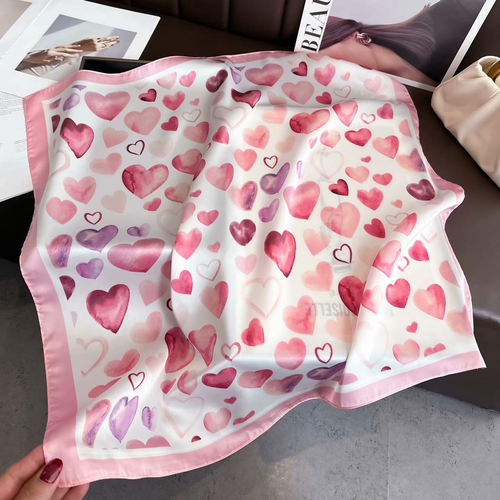 Neckerchief Female Luxury Square Scarf For Women Silk Feeling Shawl Satin Hijab Fashion Wraps Hair Bands Ribbon Headband Bandann