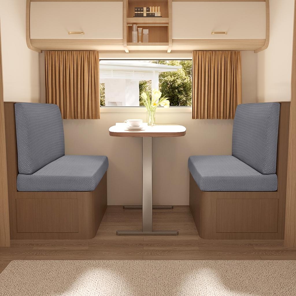 2pc RV Dinette Cushion Cover Elastic Jacquard Camper Cushion Slipcovers Stretch Twill Sofa Covers for RV Camper Car Bench Cover
