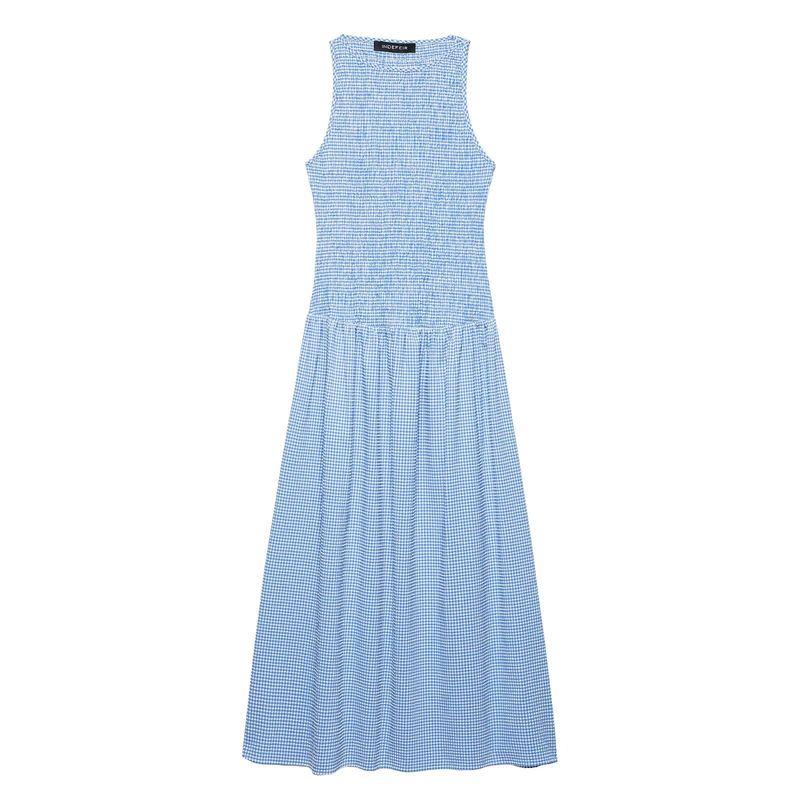 Kaslead New Arrival Women's Clothing Fashion Style Fashion Minimalist Elegant Grid Midi Skirt Dress 3067329