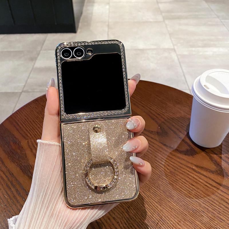 Samsung Galaxy Z Flip 7 Glitzer Galvanisiert Strassstein Hülle Kompatibel mit Z Flip 6