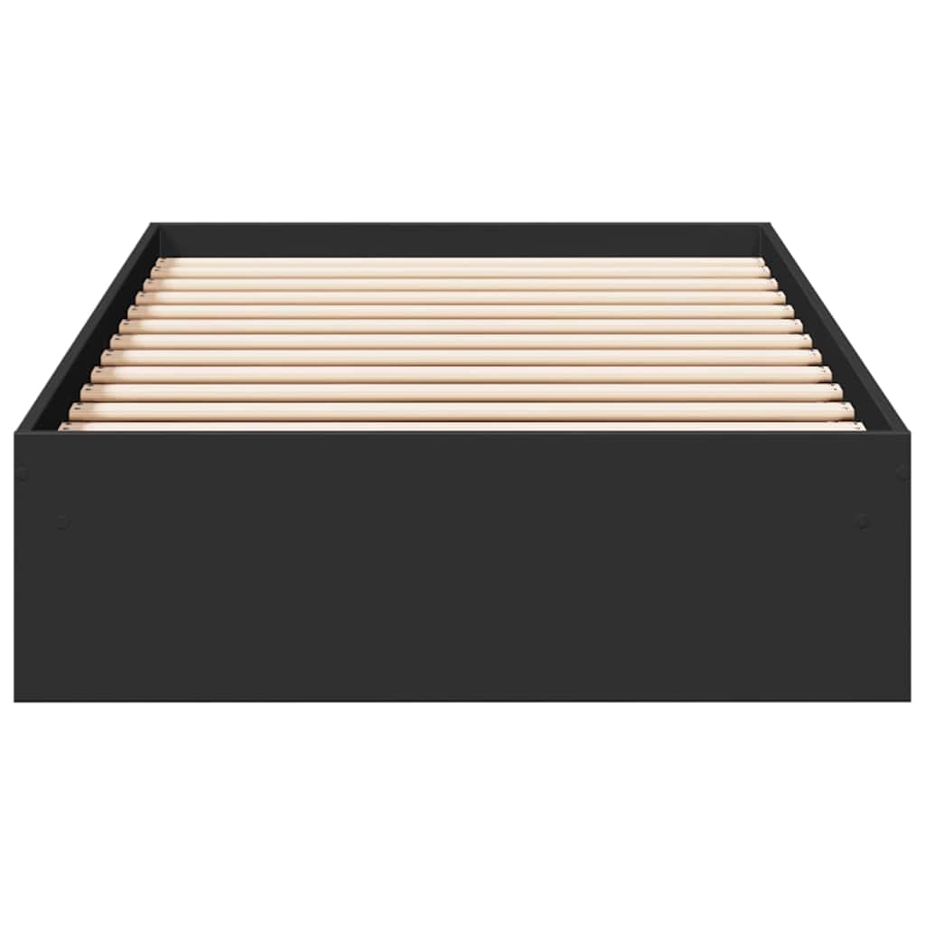 Bed Frame with Drawers Black 75x190 cm Particleboard