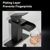 Single Hole Single Handle Modern Vanity Lavatory Basin Hot& Cold Mixer Tap with Drain Combo Matte Black Waterfall Basin Faucet