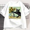 Van Goghs Cat Art Print T Shirt Funny Graphci T Shirts Trendy Summer Loose Short Sleeved Tshirt Unisex Harajuku Top