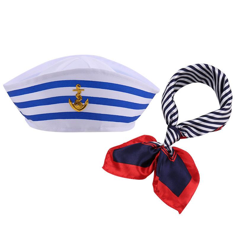 

Sailor Hat Cosplay Summer Sun Protection With Anchor Pattern For Kids Adults