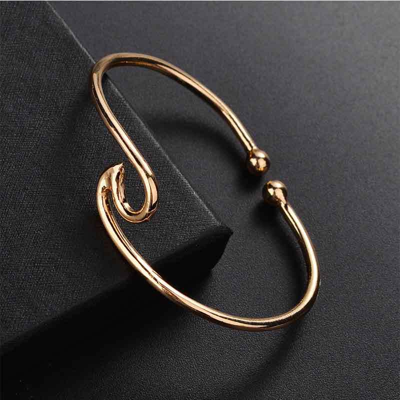 Elegantes Einfaches Wellenöffnungsarmband Mit Möwenförmigem Design Verstellbarer Goldlegierungs Schmuck