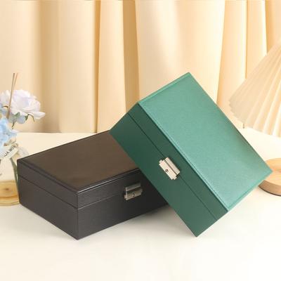 Boîte à bijoux double couche Organisateur Boucles d'oreilles Bagues Colliers Bijoux Boîte de Rangement Présentoir avec Serrure pour Boîtes à Bijoux et Emballage