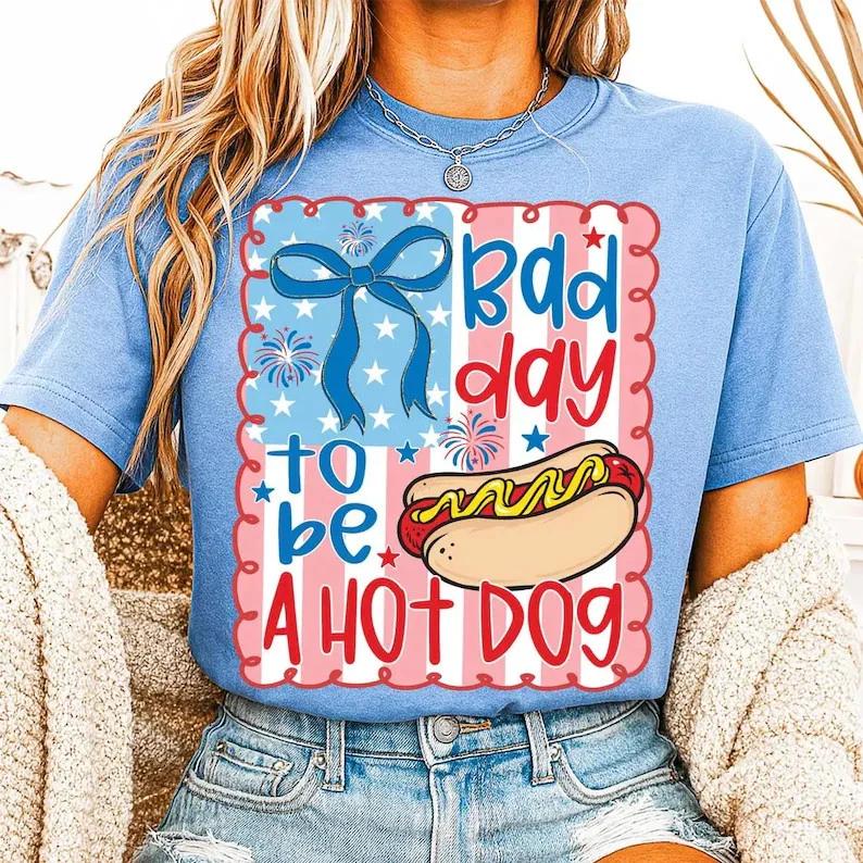 Hot Dog Shirt, Bad Day to Be a Hotdog, Funny Retro Hotdog, 4th of July Shirt 2XL