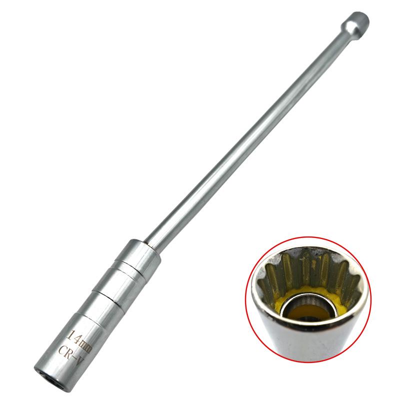 3/8" Ultra-Thin Magnetic Spark Plug Socket Wrench (14-16mm) - Extra Long Removal Tool