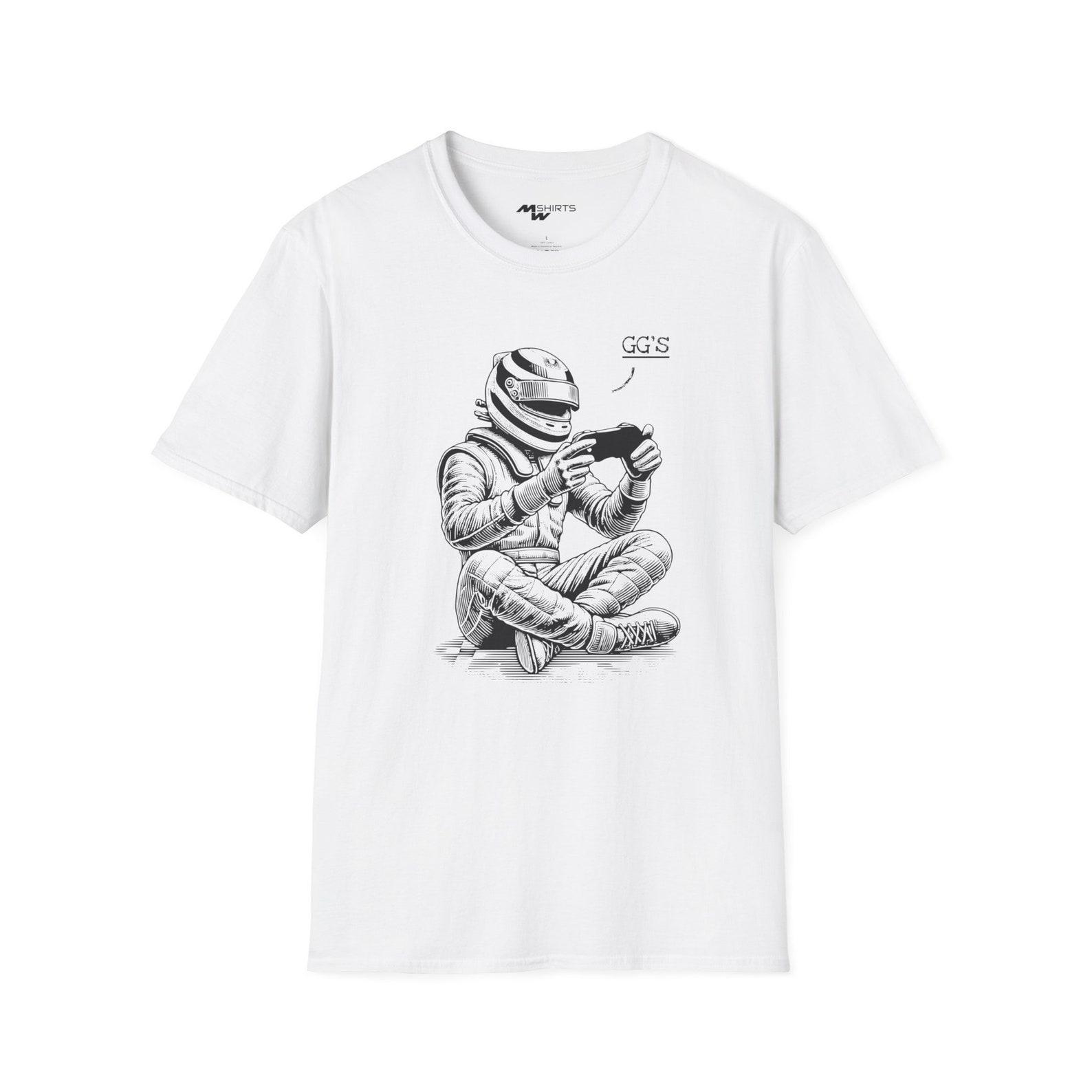 Race Car Driver Gamer T-Shirt: Copper Engraving Style M