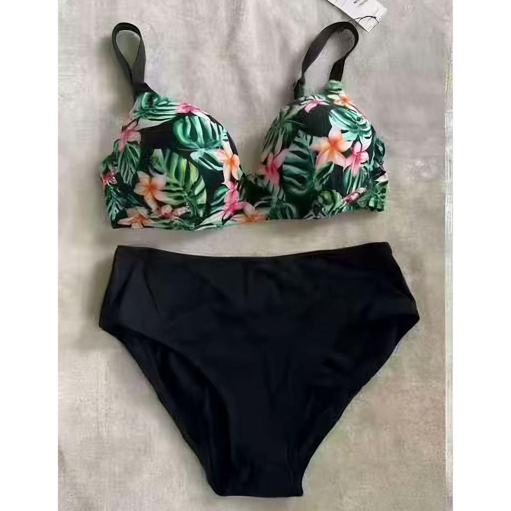 TS JYL-BK126 Morandi Color Bikini Set, High Waist Ruched Swimwear For Ladies