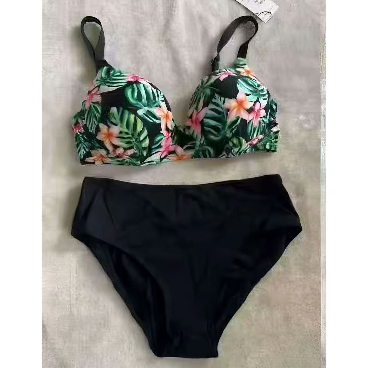 

TS JYL-BK126 Morandi Color Bikini Set, High Waist Ruched Swimwear For Ladies S