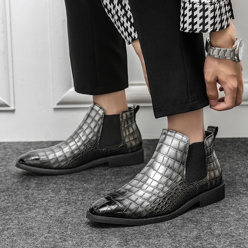 Fashion Fashion Men's British Style Slip-on Leather Boots Leather Chelsea Boots High Quality Handmade Business Casual Dress Ankle Shoes