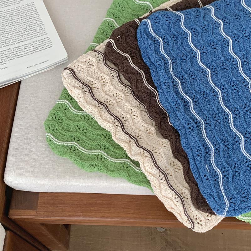 Wavy Polyester Knit Tote Bag for Women Oversized Handheld Shoulder Shopping Purse