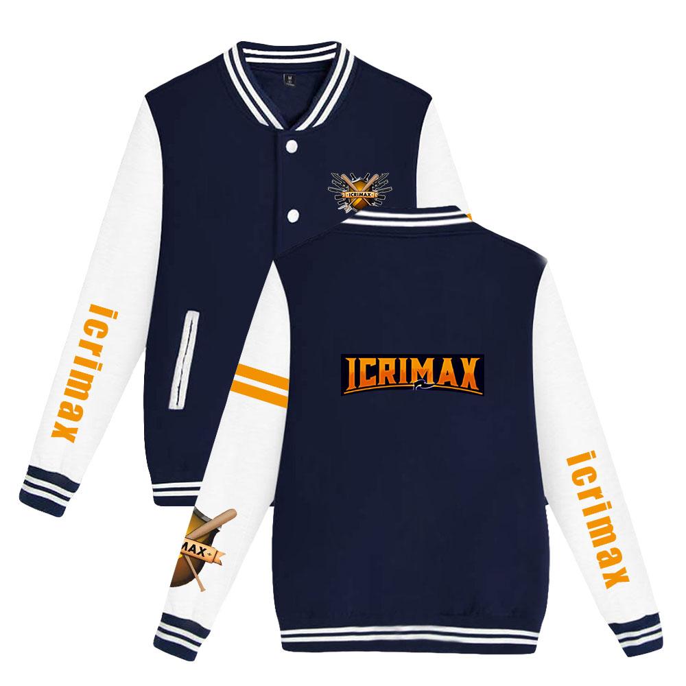 

NEW Arrivals Unisex Fashion Icrimax Printed Baseball Sweatshirt Women Men Outdoor Sport Jackets XS темно-синий