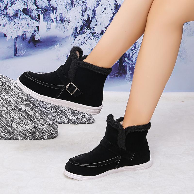 Winter Warme Chelsea Schneestiefel Damen Neu Lässig Kurzer Plüsch Damen Stiefeletten Gladiator Flach Bequem Sportschuhe für Damen