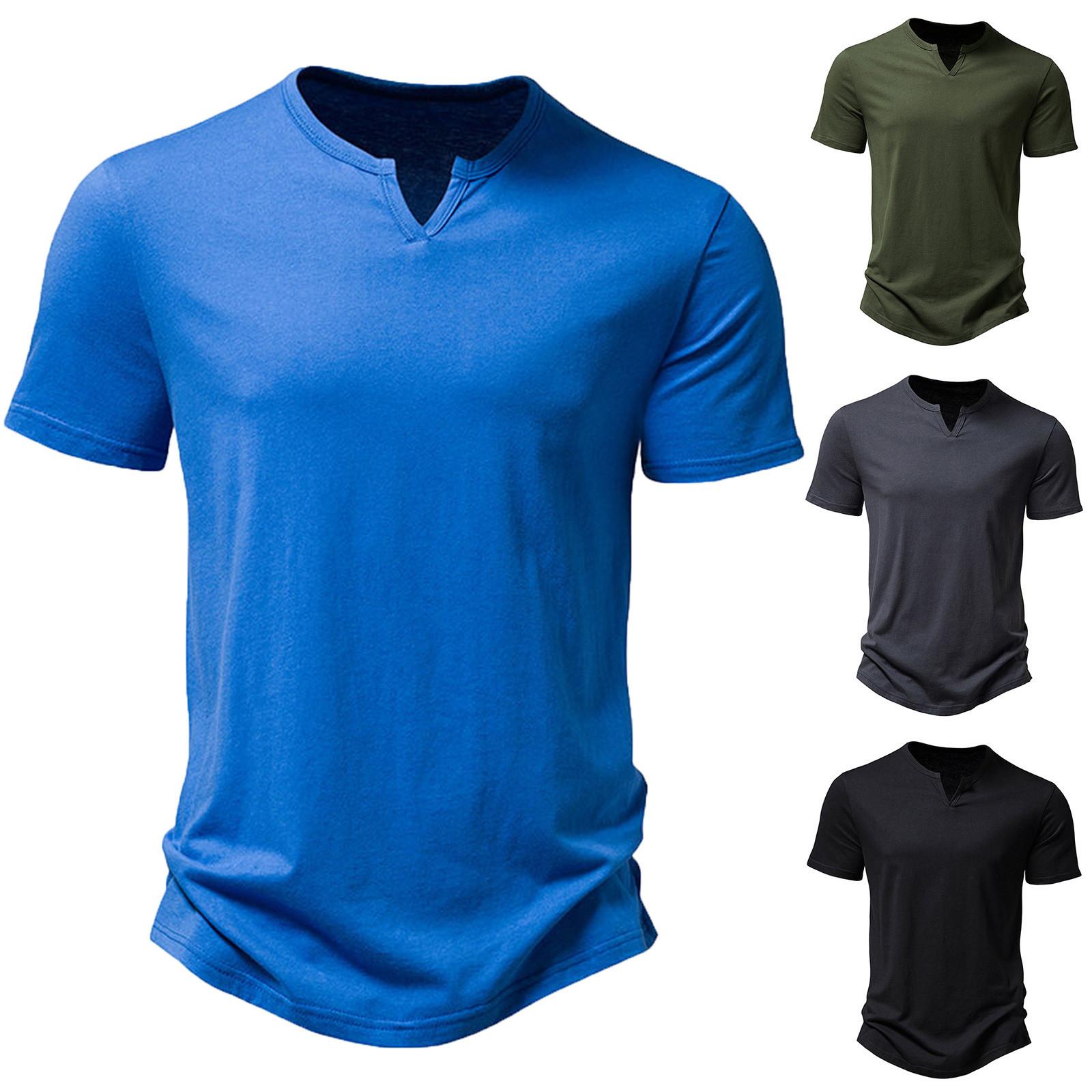 

(Qunide) Men S Short Sleeved Men S T-Shirt Fashion Casual Color Matching T-Shirt