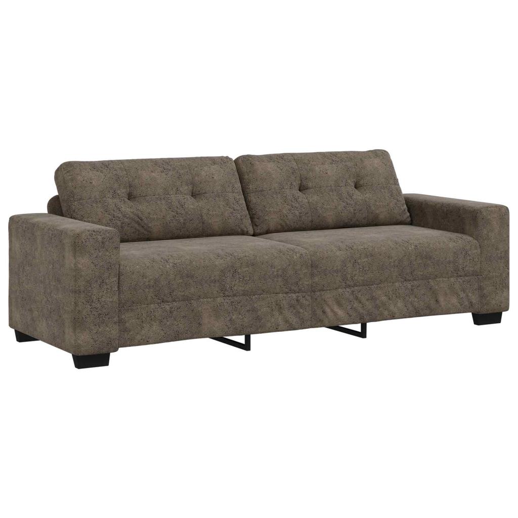 3 Seater Sofa Dark Grey 220 Cm Artificial Leather