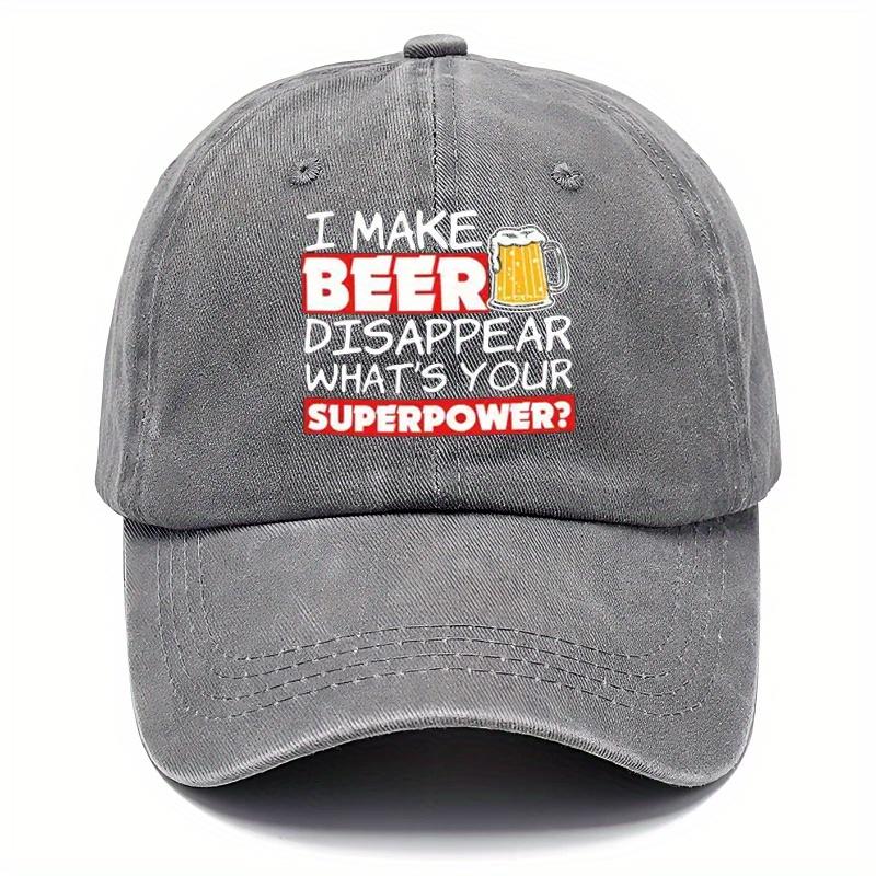 I Make Beer Disappear Funny Baseball Cap Vintage Washed Adult Unisex Outdoor Casual Polyester Cap